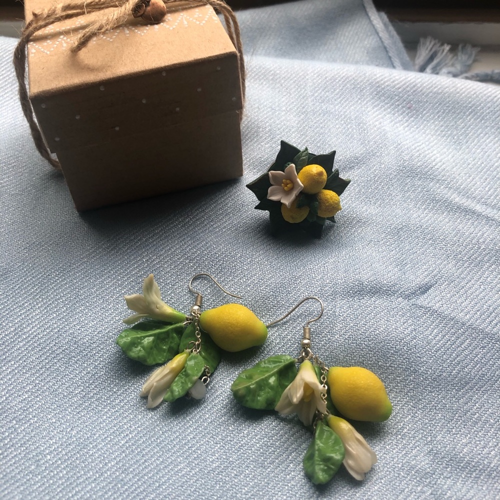 🍋 Lemon ring & earrings 🍋